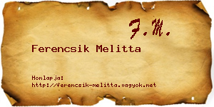 Ferencsik Melitta névjegykártya